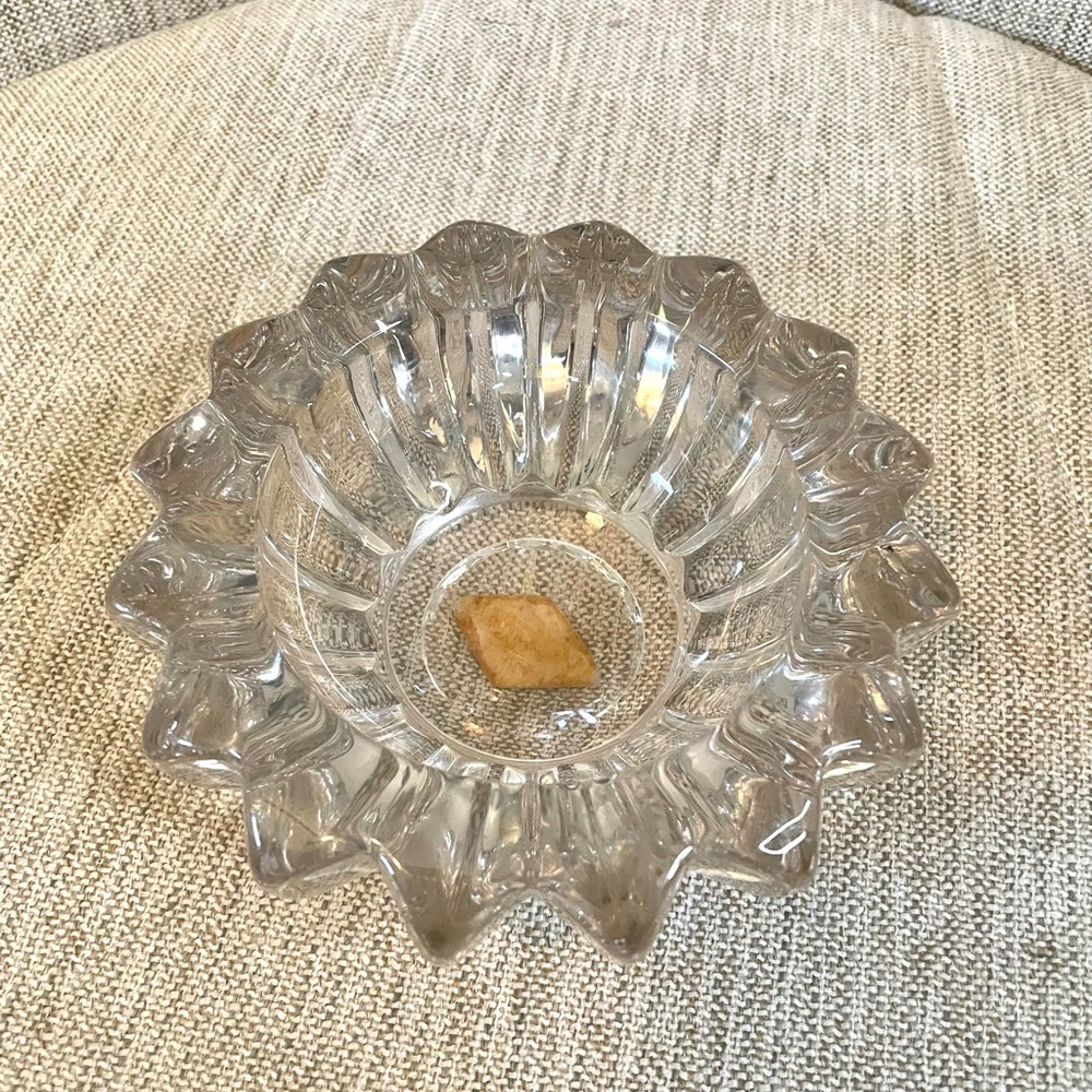 Vintage 70's Art Vannes France Crystal Ashtray